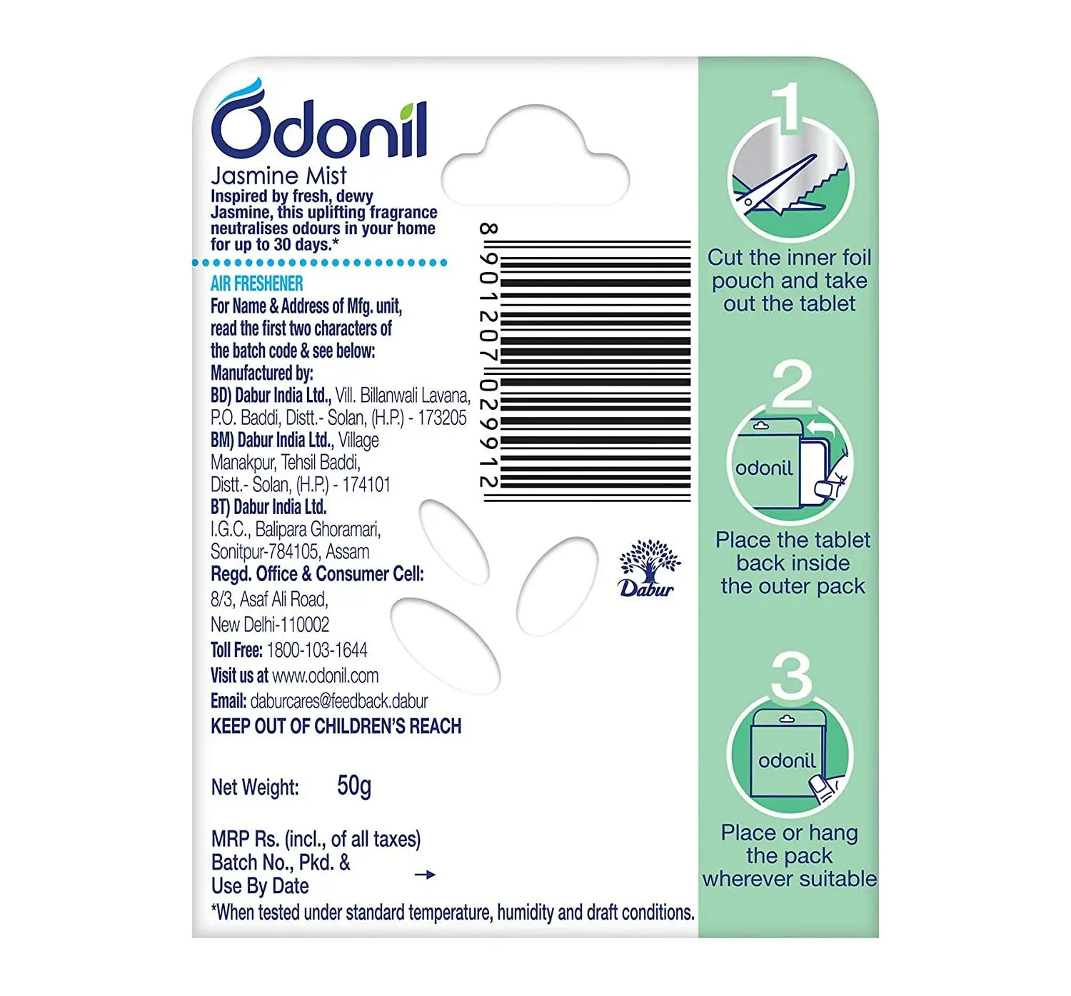 Odonil Air Bathroom Freshener Jasmine Mist 50g | Room Freshener and Bathroom Freshener [10 Piece] 2