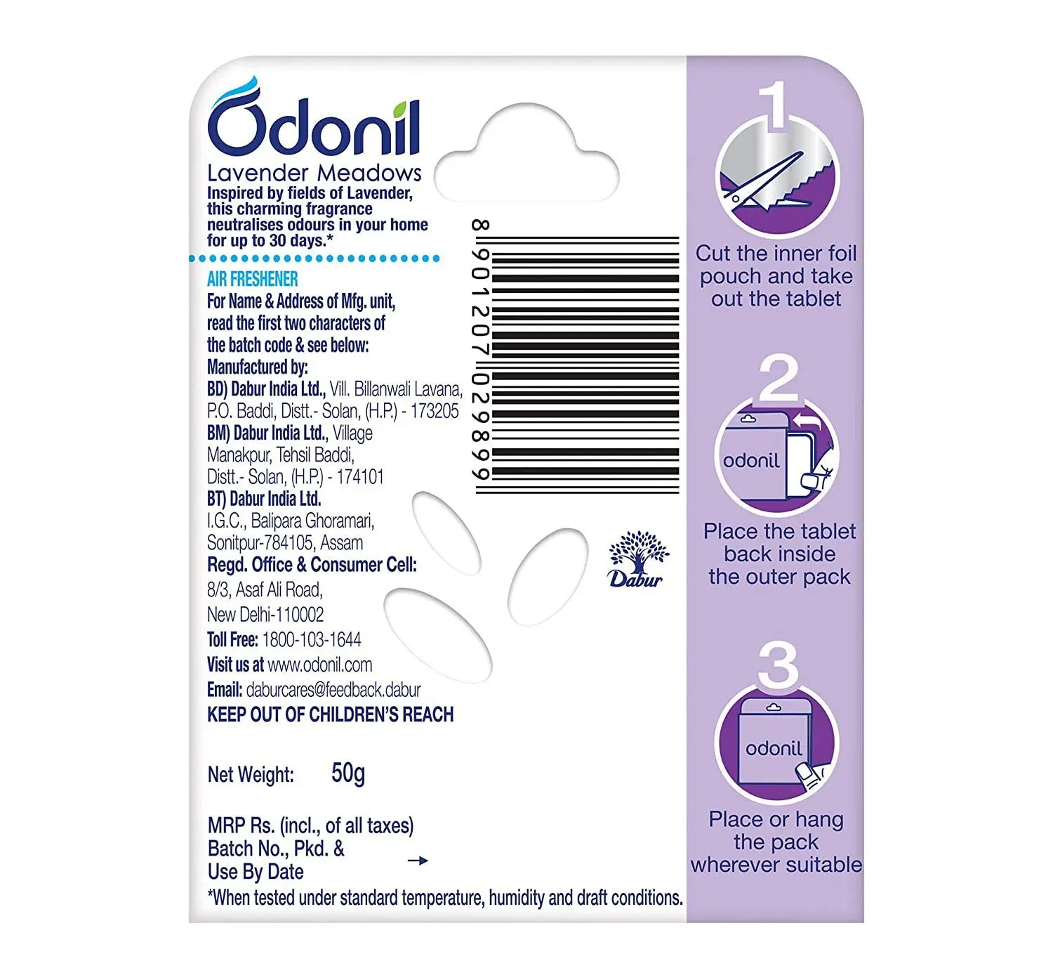 Odonil Air Freshener Lavender Meadows 50g | Room Freshener and Bathroom Freshener [10 Piece] 3