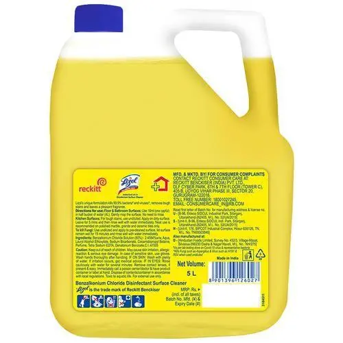 Lizol – Disinfectant Surface & Floor Cleaner Liquid – Citrus (5L) [1 Piece](Lizol – Disinfectant Surface & Floor Cleaner (5L)) 2