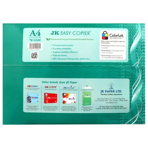 JK Easy Copier Paper – A4, 70 GSM, 1 Ream, 500 Sheets(pack of 1) 2