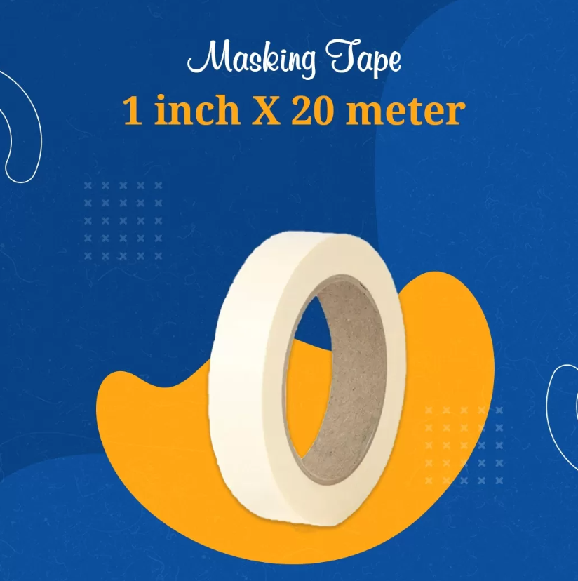 Adhesive Masking Tape 24mm, 1 Inch X 20 Meter - Pack of 5 3