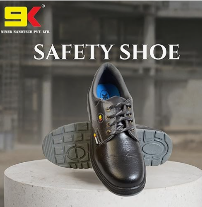 9K Nine-k Panther Steel Toe Safety Shoes Made with Apollo Leather, Anti-Slip PU Sole, Soft EVA Footbed, and 200J Impact-Resistant Toe Cap for Industri 4