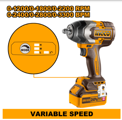 Ingco 1/2 inch 20V 4Ah Brushless Cordless Impact Wrench Driver, CIWLI2085(Cordless impact wrench) 3