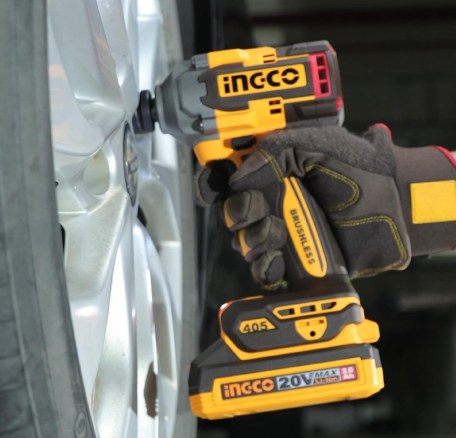 Ingco 20V Cordless Impact Wrench 405NM, Variable Speed 2400RPM, With 1Pcs Work Lamp, 2Pcs 2.0Ah Battery And Charger, 10Pcs Socket, 10pcs Screwdriver b(Cordless 2 pcs combo kit-COSLI23056) 2