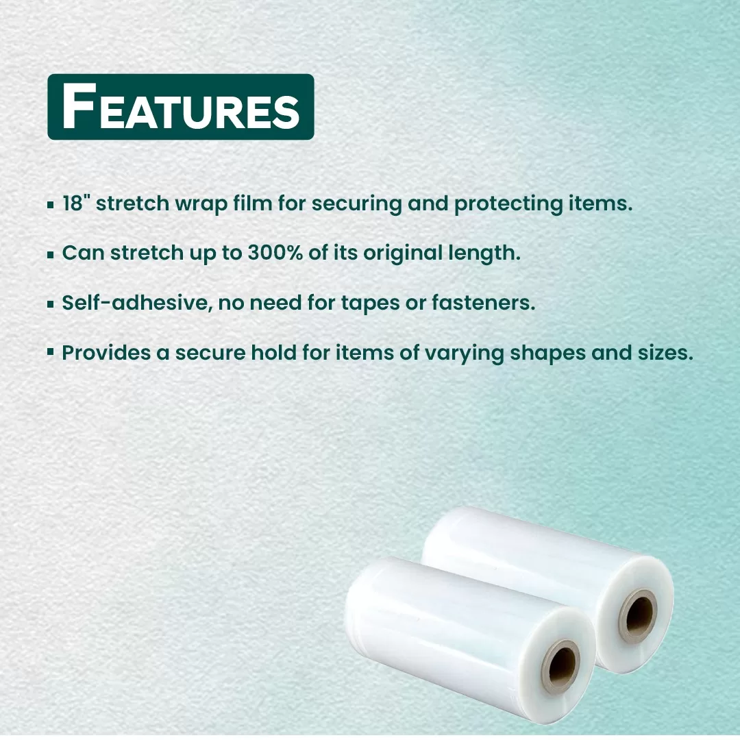 18 Inch Transperent Stretch Roll/Wrapping Roll Packing Material Heavy Duty Stretch Wrap Film(pack of 2) 4