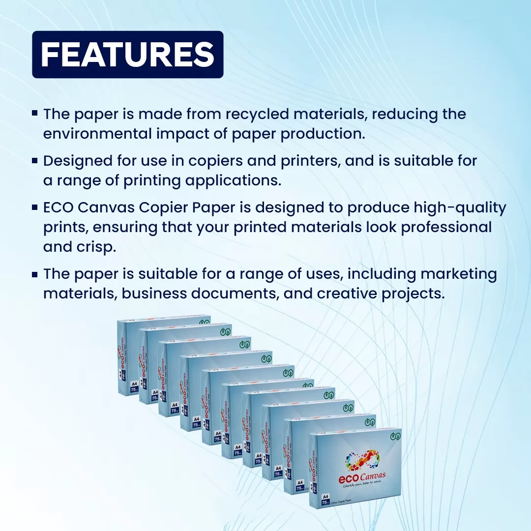 ECO Canvas A4 Size Copier Paper (Blue) 75 GSM 1 Ream 500 Sheets - (Pack of 10) 4