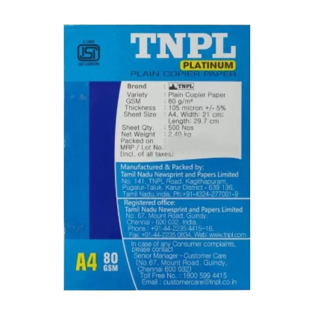 TNPL Platinum Copier Paper 80 GSM A4 Size 500 Sheet 1 Ream(‎TNPL Platinum A4 80 gsm) 2