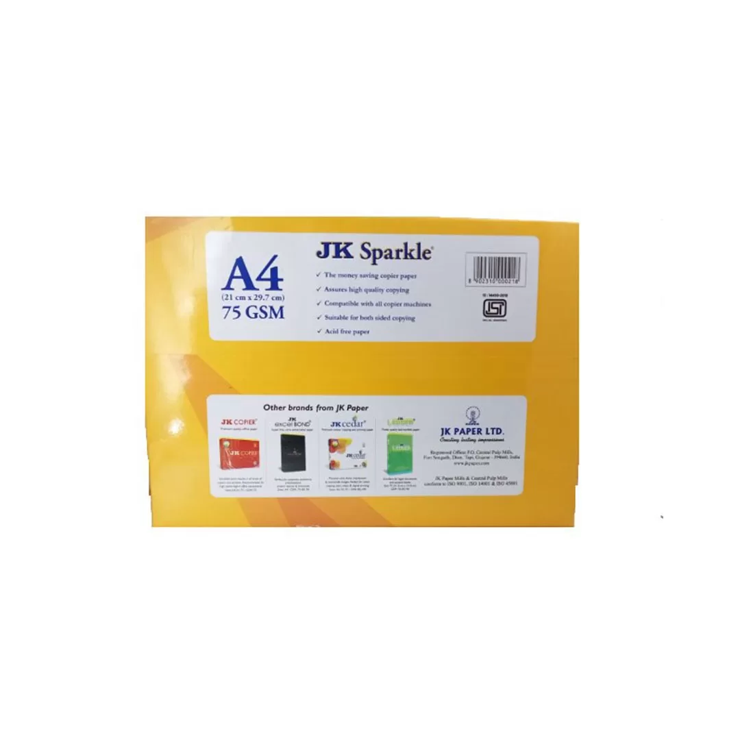 JK Sparkle A4 Size 75 GSM Copier Paper 1 Ream 500 Sheets – (Pack of 10) 3