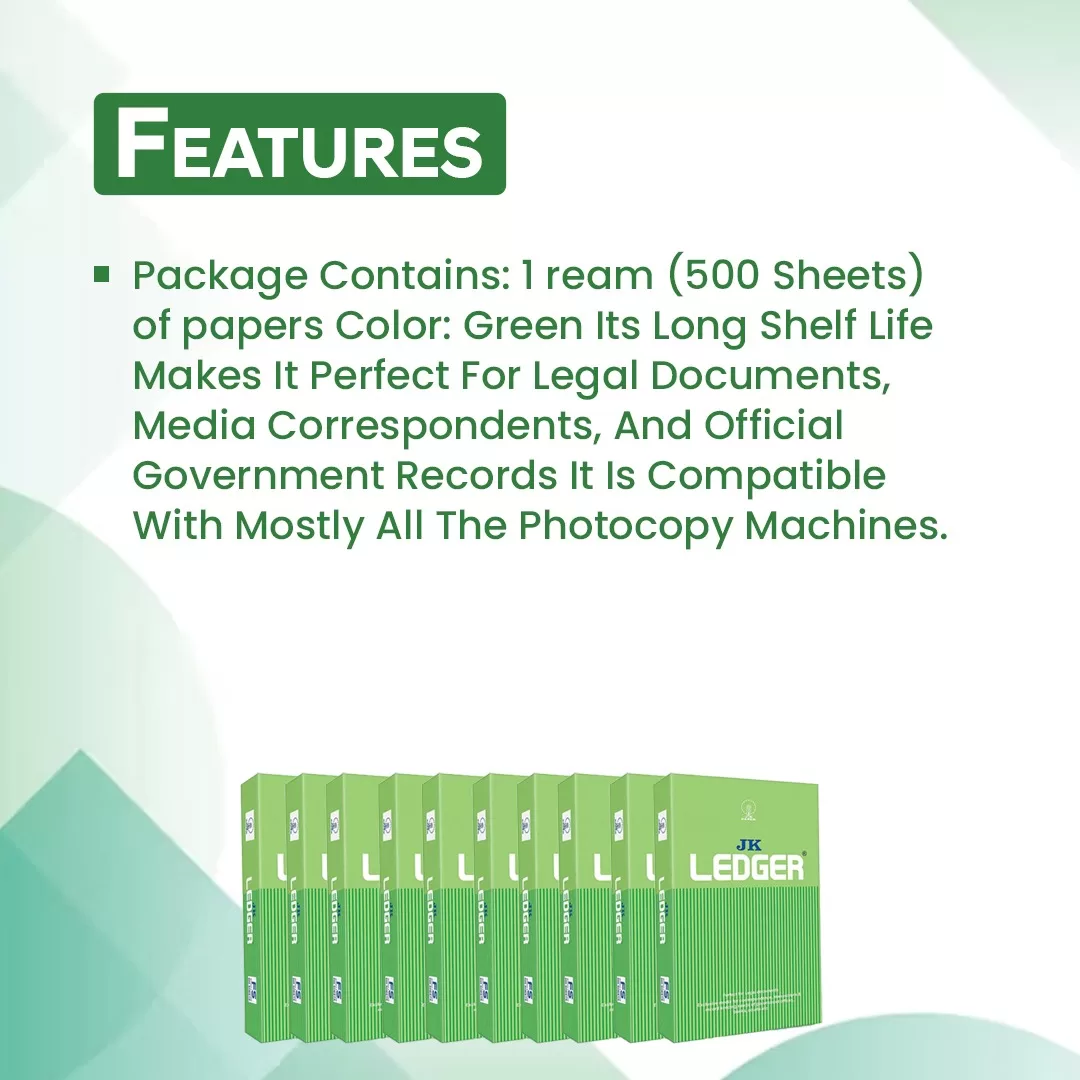 JK Ledger FS 80 GSM Legal Paper 1 Ream 500 Sheets – (Pack of 5) 4