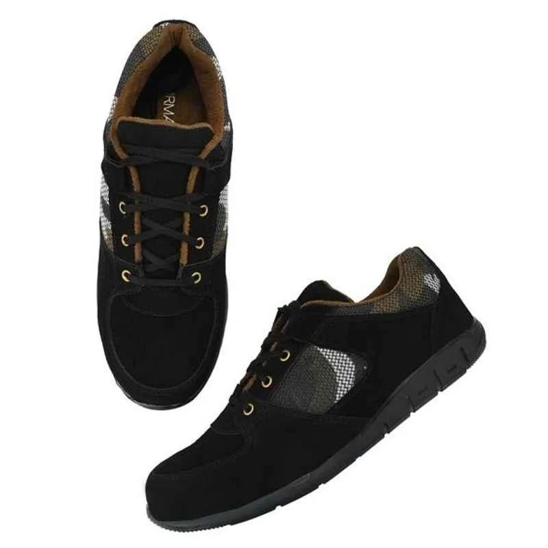 ArmaDuro AD1005 Suede Leather Steel Toe Black Work Safety Shoes, Size: 10 2