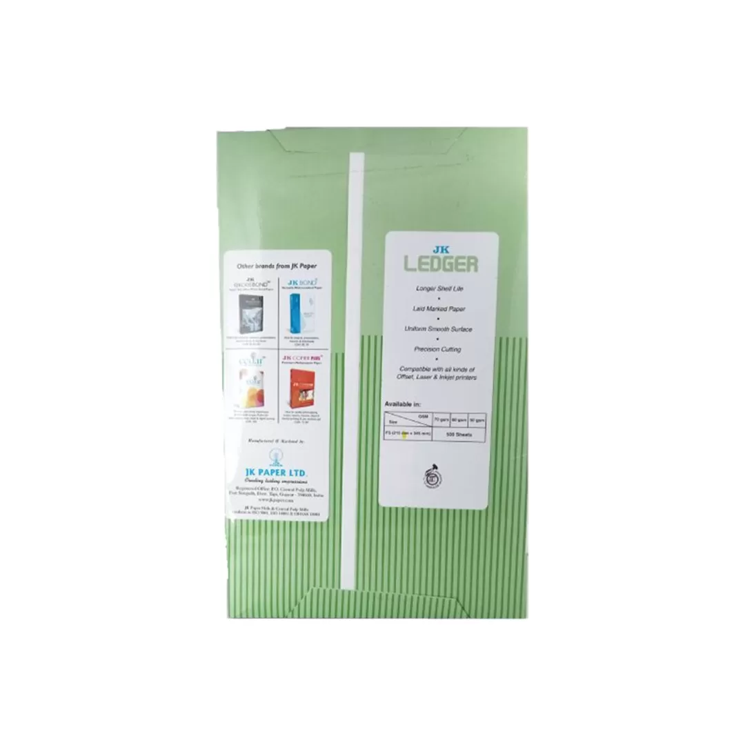 JK Ledger FS 90 GSM Legal Paper | 1 Ream 500 Sheets | Green Color | Smooth Finish | Ideal for Legal and Office Use(Pack of 5) 3