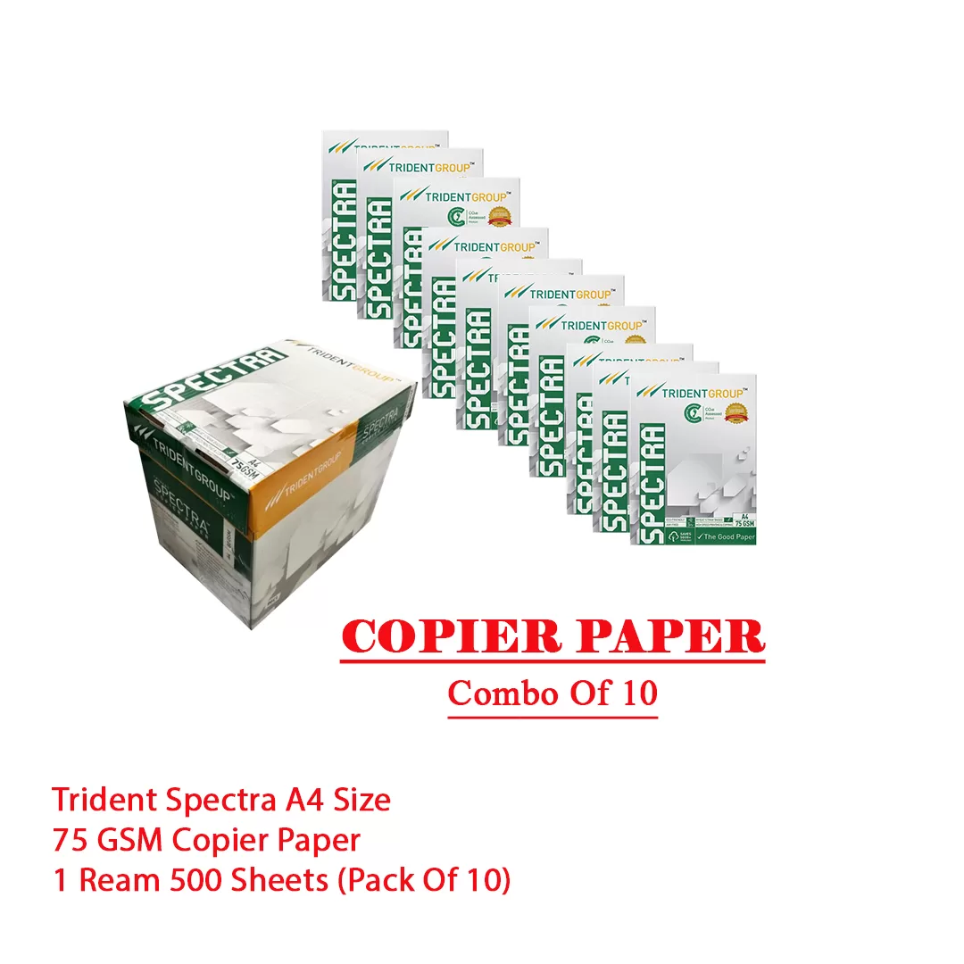 The Trident Spectra A4 Size 75 GSM Copier Paper is a premium multipurpose printing paper designed to deliver superior performance, professional print quality, and long-lasting document preservation. S 2