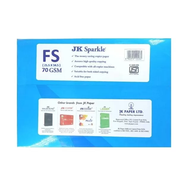 JK Sparkle FS 70 GSM Copier Paper 1 Ream 500 Sheets – (Pack of 10) 3
