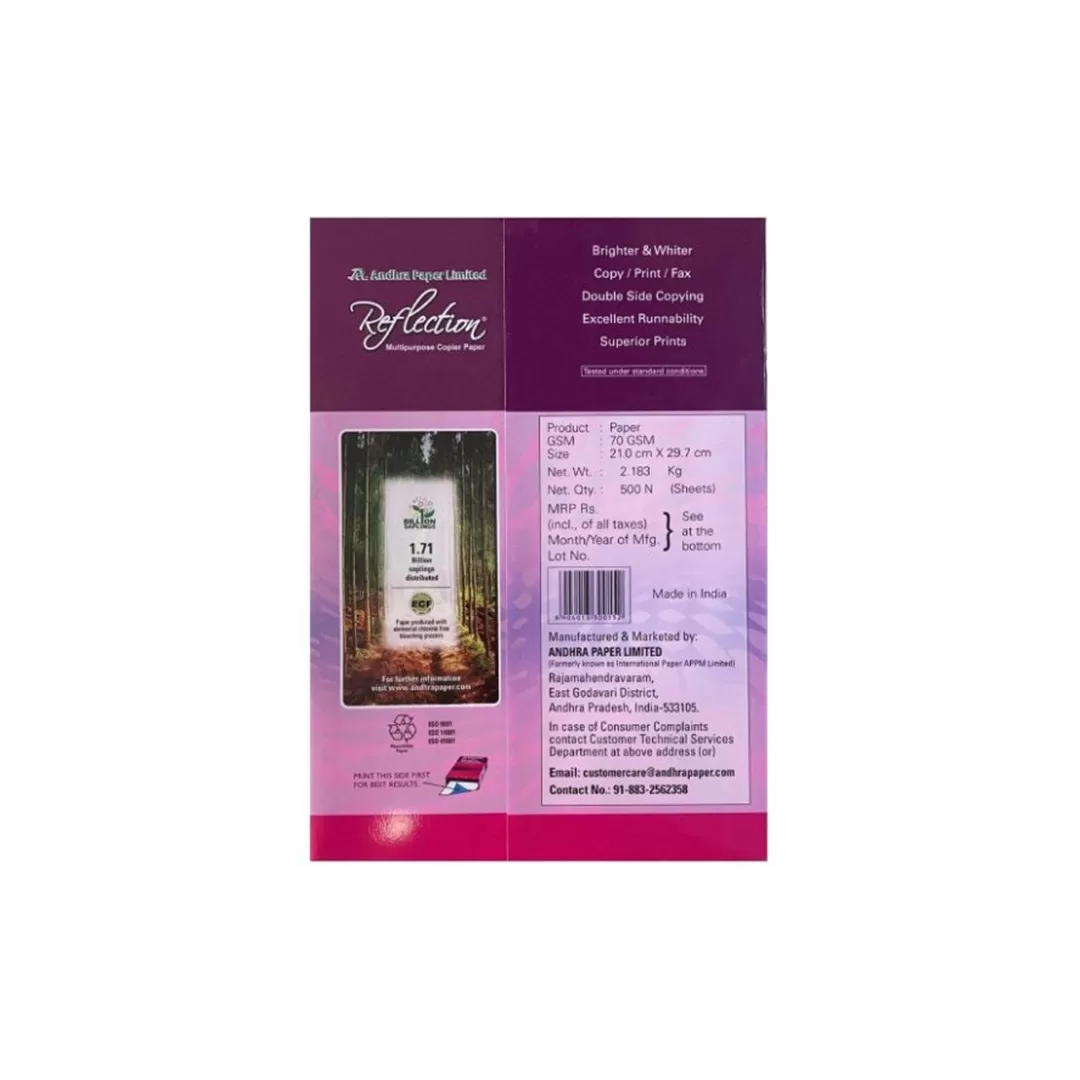 Reflection FS 70 GSM Copier Paper 1 Ream 500 Sheets – (Pack of 5) 3