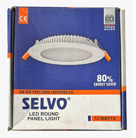 SELVO 12W LED Round Panel Light, Slim Recessed Ceiling Downlight | Warm White 2700K | Energy Efficient False Ceiling Light for Home, Office, Kitchen &(SELVO 12W LED Round Panel Light, Slim Recessed Cei) 2