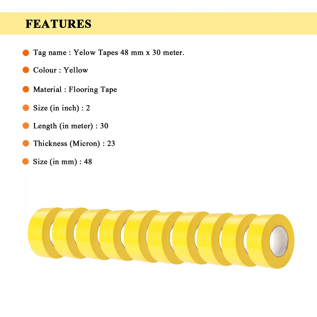 Premium Floor Marking Tape (Yellow) 2″ X 30 Meter – Pack of 10 4