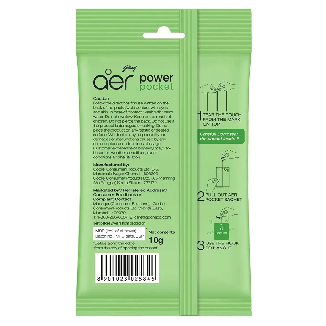 Godrej aer Power Pocket Air Freshener – Jasmine Floral Delight (10g) – 5 Piece 2