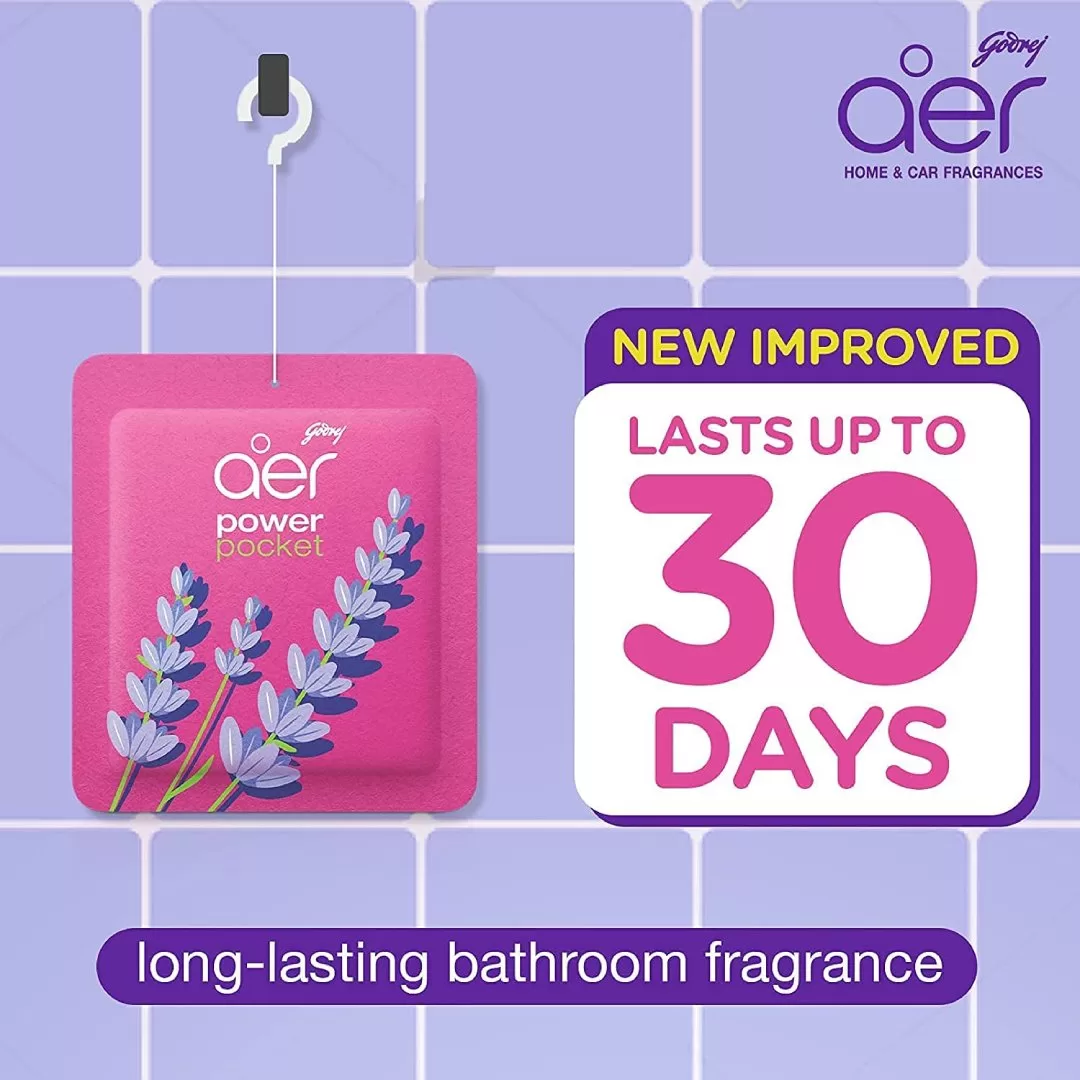 Godrej aer Power Pocket Air Freshener – Lavender Bloom (10g) – 5 Piece 4