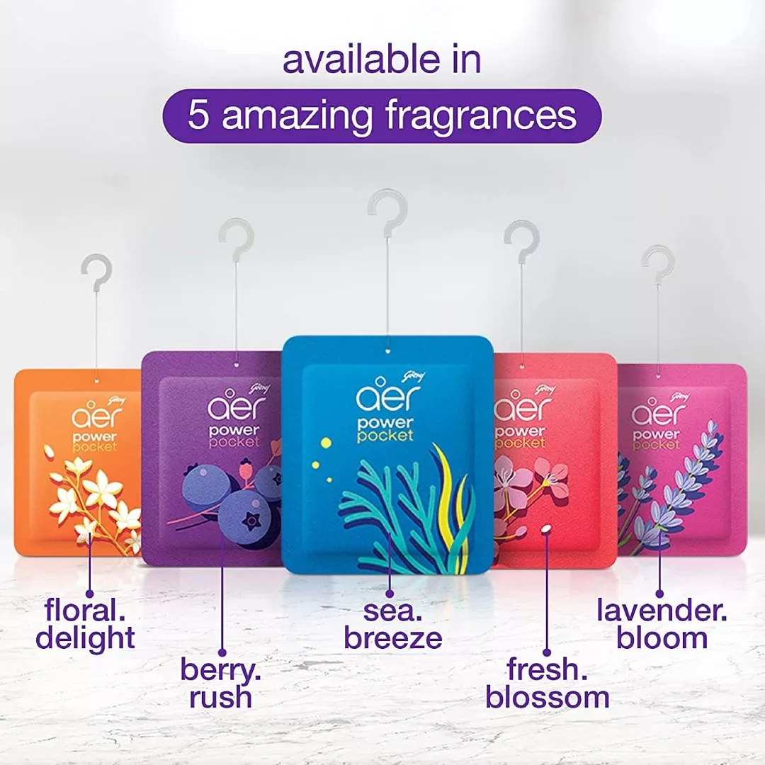 Godrej aer Power Pocket Air Freshener – Rose Fresh Blossom (10g) – 5 Piece 5