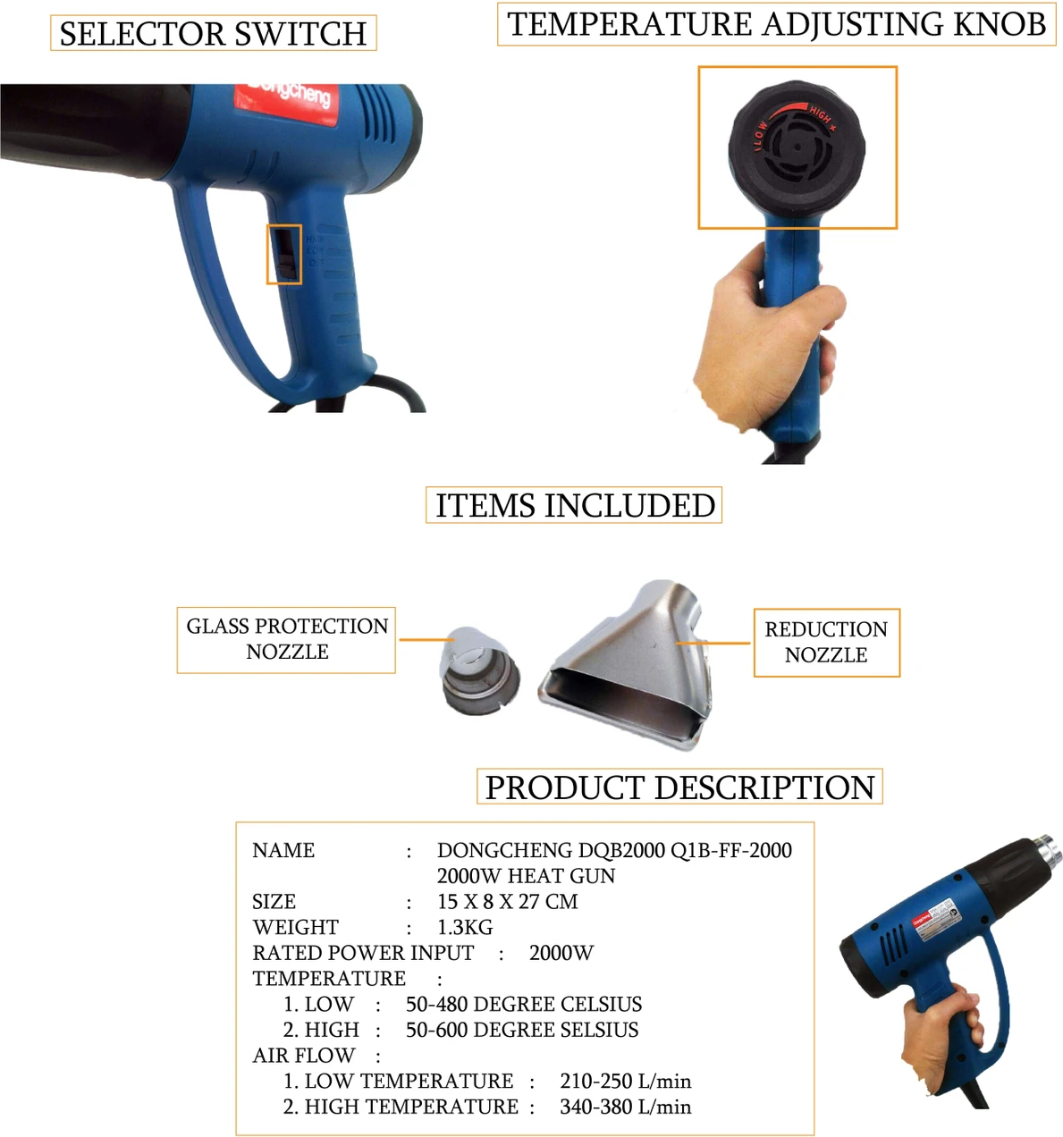 Dongcheng Dqb2000 Heat Gun 2000W Heat Gun(DQB2000) 4