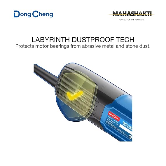 Dong Cheng DSM21-100B Angle Grinder | 900W Heavy Duty | 100mm (4-Inch) | 13,000 RPM High Speed | Professional Metal Cutter, Stone Grinder & Marble Polisher Machine with Rear Switch 4