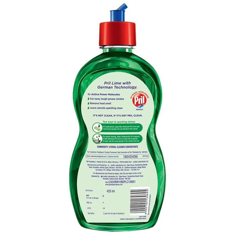 Pril – Dishwash Liquid Active Power Molecules Lime (425ml each) [Pack of 1] 2