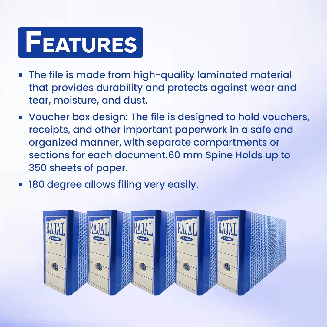 Laminated Voucher Box File (Blue) – Pack of 5 5