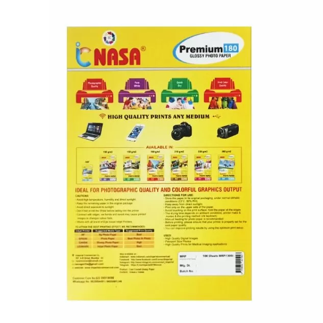 Nasa Premium 4X 6 Size 180 GSM Glossy Photo Paper 100 Sheet (pack of 2) 3