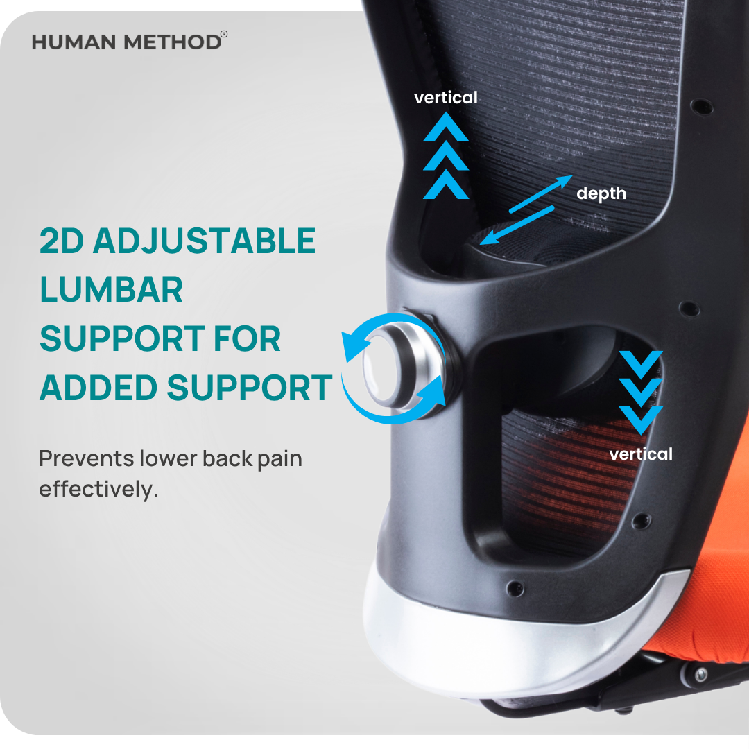 HUMAN METHOD VIBE PRO Series Premium Office & Study Chair Ergonomic Breathable Mesh High Back Black & Orange, HMVS01-PR03 3