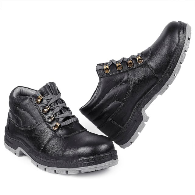JK Steel JKPSF138BLK Leather Steel Toe Black Work Safety Shoes, Size: 6 2