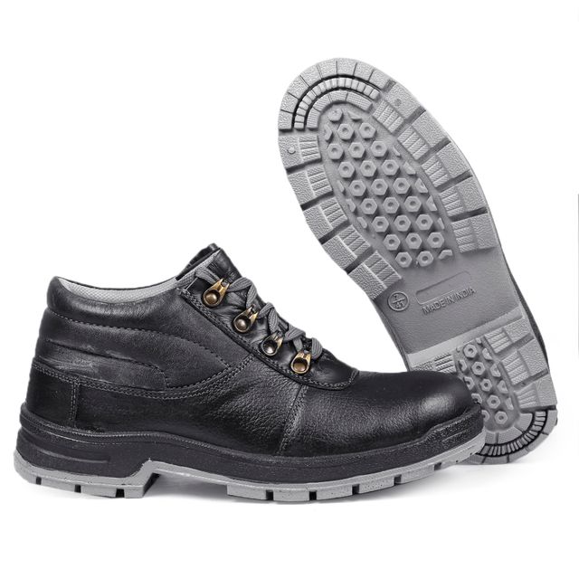 JK Steel JKPSF138BLK Leather Steel Toe Black Work Safety Shoes, Size: 6 3