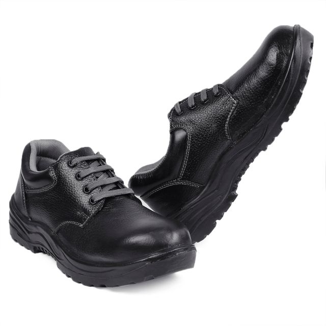 JK Steel JKPSF139BLK Leather Steel Toe Black Work Safety Shoes, Size: 9 2