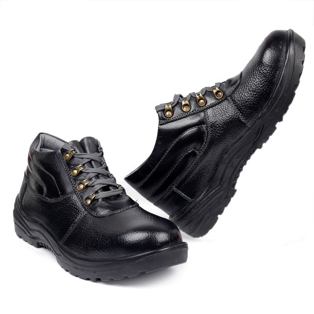 JK Steel JKPSF140BLK Leather Steel Toe Black Work Safety Shoes, Size: 8 2