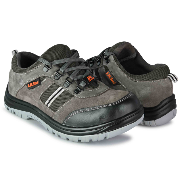 JK Steel JKPSF145Gry Leather Steel Toe Grey Work Safety Shoes, Size: 7 3
