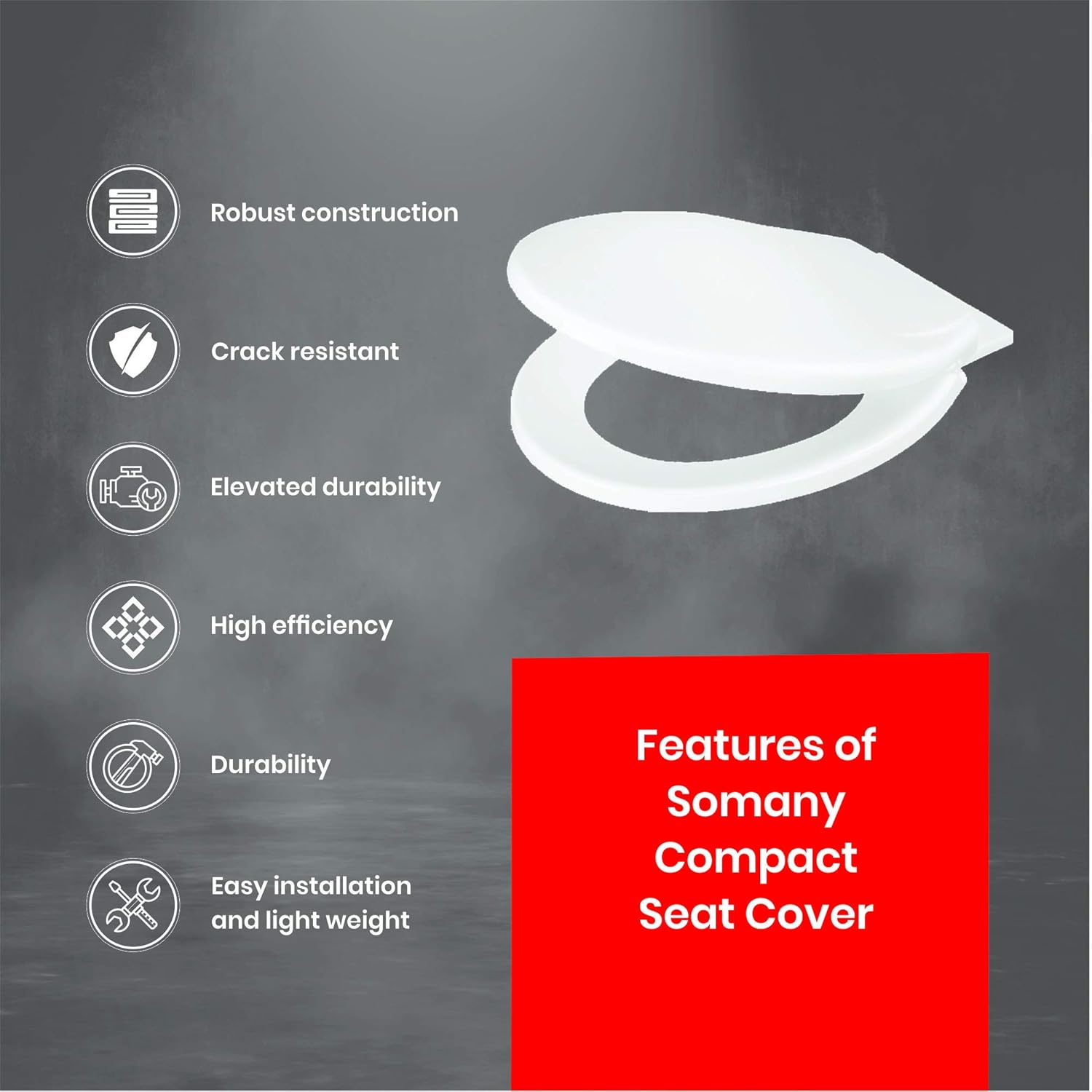 Compact Plastic Toilet Seat Cover Durable Oval Design(17118001184101) 3