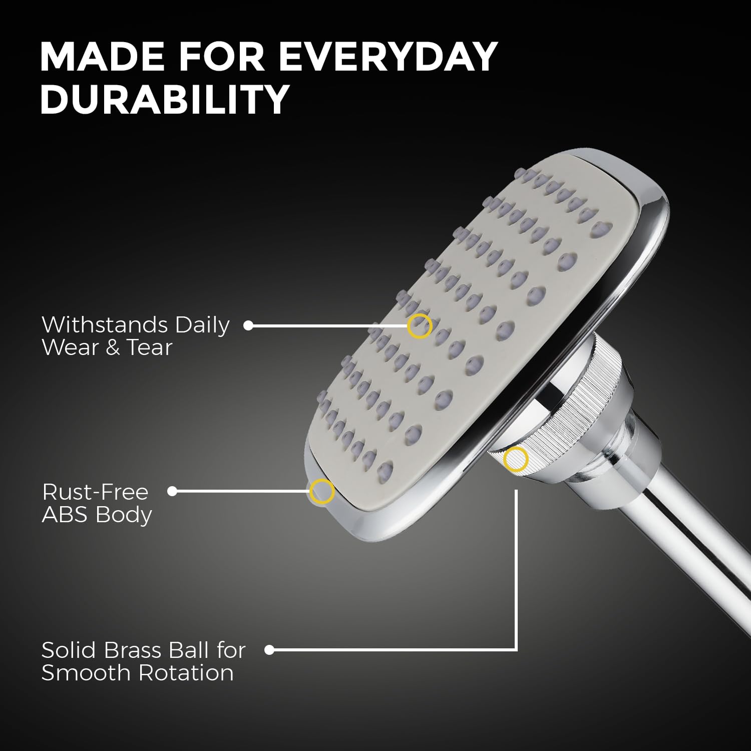 Somany Project Overhead Shower Grey 4X4 Inch | Square Design, Durable Brass Ball Joint, Anti-Clog Nozzles, Water-Efficient & Easy Installation(272140730041) 3