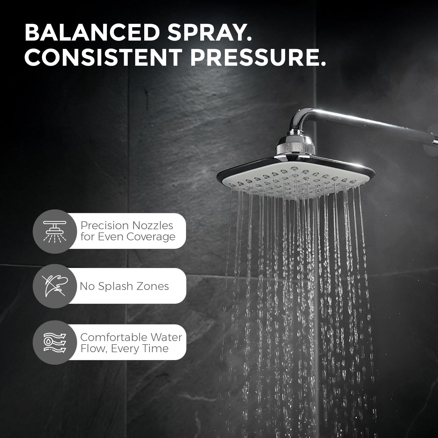 Somany Project Overhead Shower Grey 4X4 Inch | Square Design, Durable Brass Ball Joint, Anti-Clog Nozzles, Water-Efficient & Easy Installation(272140730041) 4