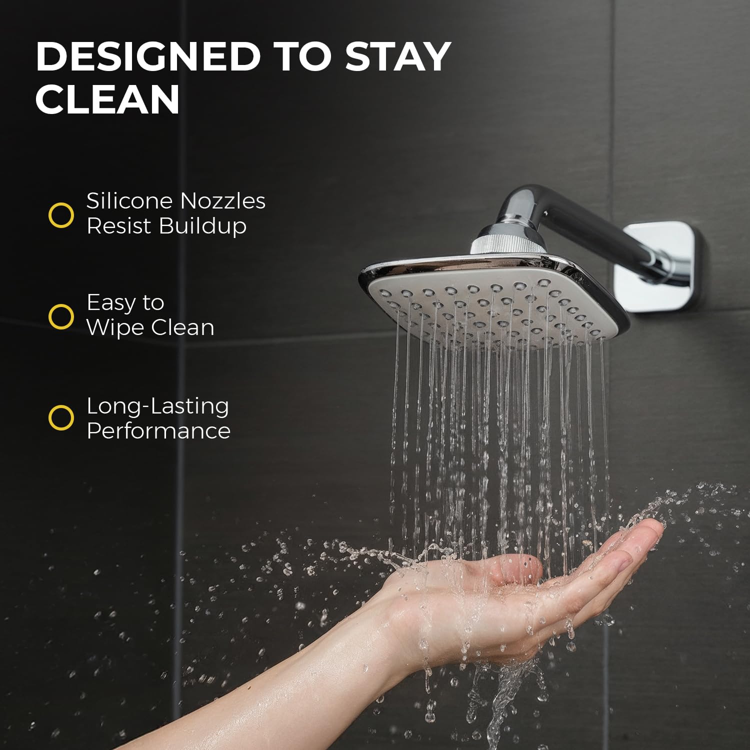 Somany Project Overhead Shower Grey 4X4 Inch | Square Design, Durable Brass Ball Joint, Anti-Clog Nozzles, Water-Efficient & Easy Installation(272140730041) 5