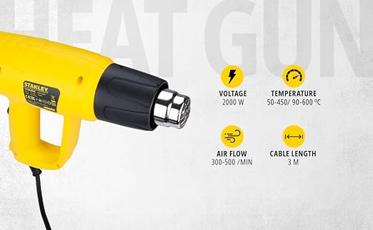 STANLEY STXH2000 2000W Variable Speed Heat Gun (Yellow and Black)(STXH2000) 3