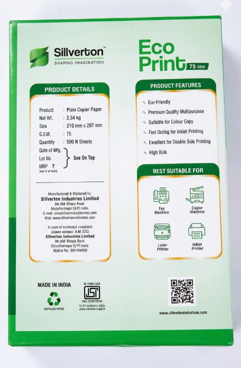 Sillverton Eco Print A4 Copier Paper, 75 GSM, 500 Sheets white sheets paper (Pack of 10 Ream)(Sillverton Eco Print A4 Copier Paper, 75 GSM, 500 ) 2