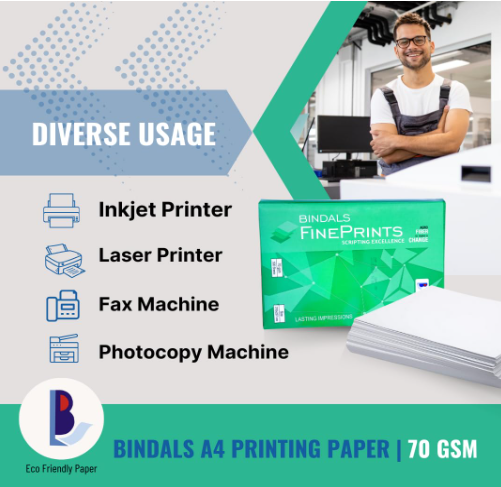 Bindal White Copier Paper | A4 Size | 70 GSM | 10 Reams & 500 Sheets per ream | Bright Plain Printing Paper | Fine Quality & Eco-friendly(Bindal White Copier Paper | A4 Size) 4
