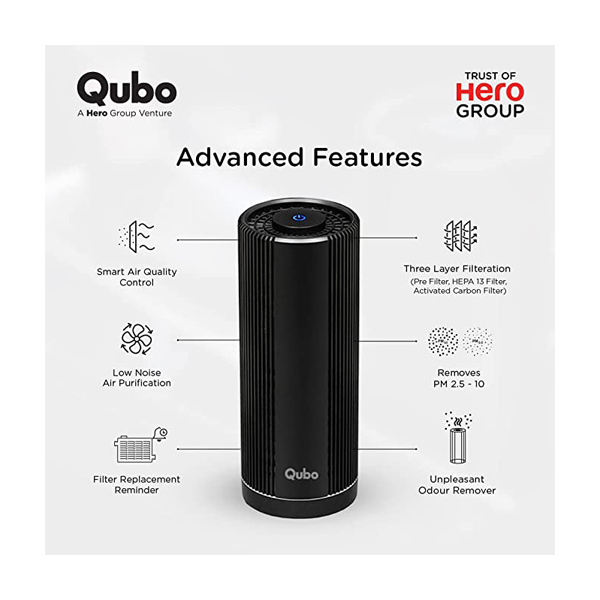 Qubo Car Air Purifier with 3-Layer Filtration, TVOC Sensor, Auto Fan Speed & Digital Display 4
