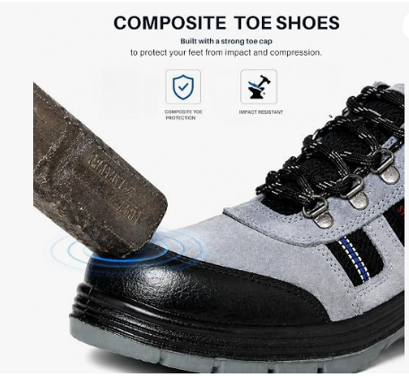 9K Symond Composite Toe Safety Shoes for Men, Lightweight Industrial Work Shoes, Anti-Slip Safety Footwear, Oil & Fuel Resistant, Shock Absorbing, Construction, Factory & Warehouse- 6 UK 2