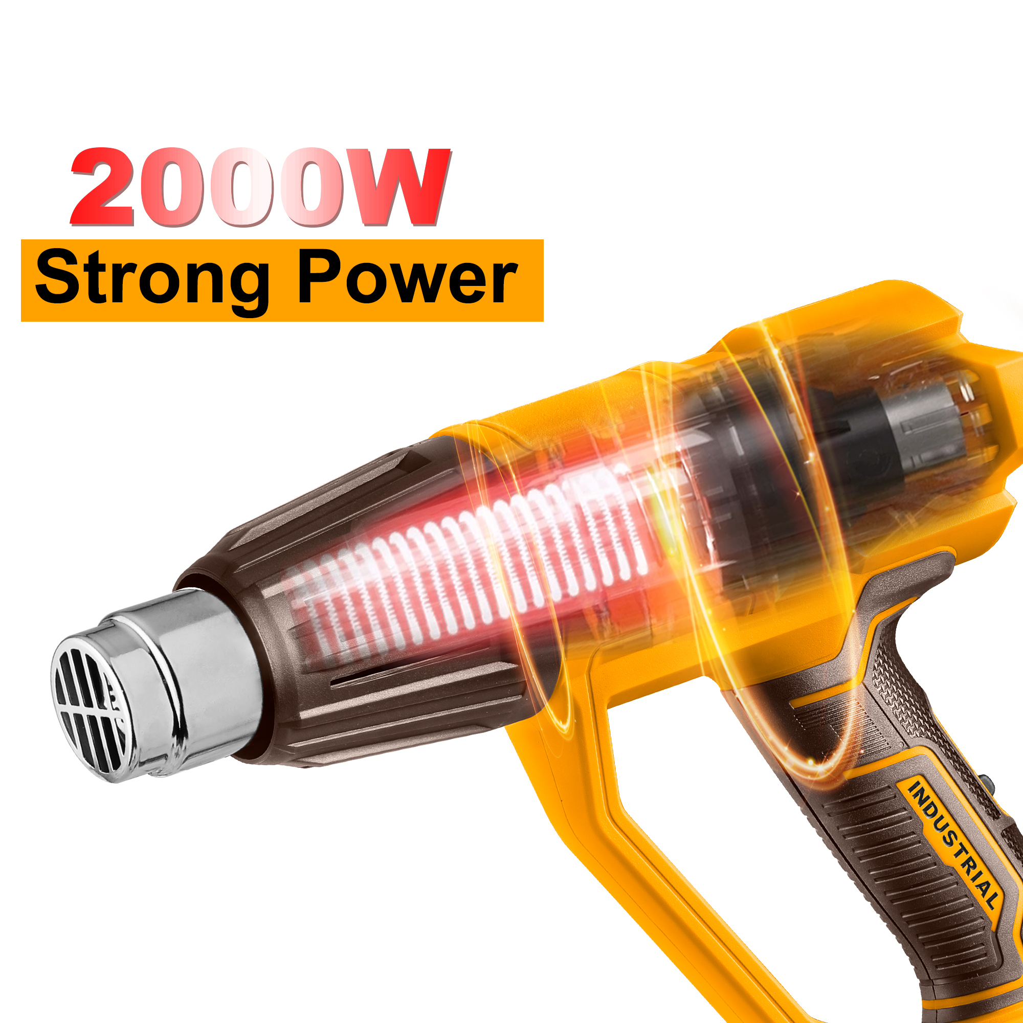 Ingco 2000 Watt Heat Gun With 3 Adjustable Temperature Settings, 3 Pcs Nozzle & Scraper(HG200078) 4