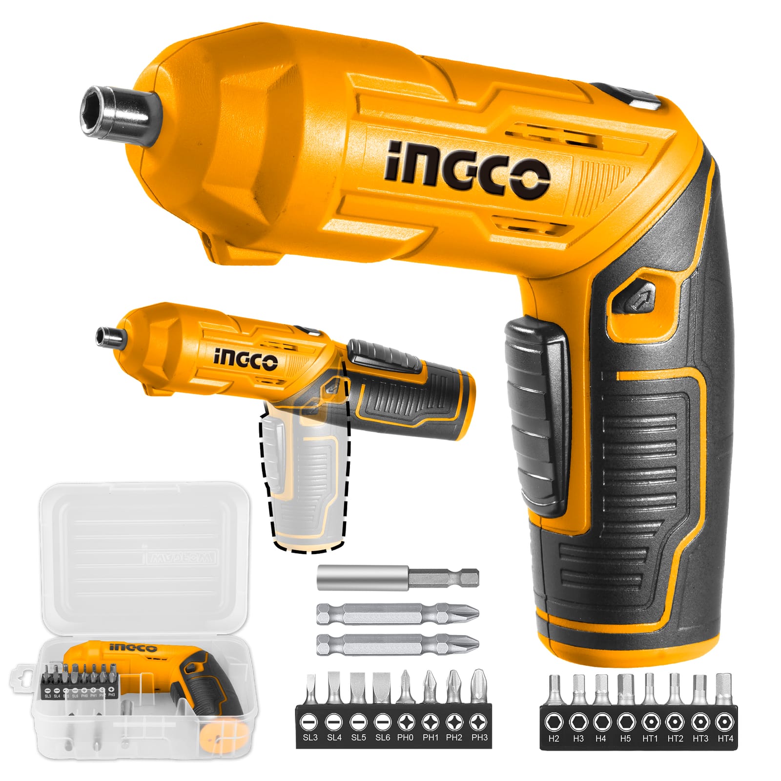 INGCO 4V Cordless Screwdriver with 1/4-Inch Hex Shank & Adjustable Handle(CSDLI0442) 2