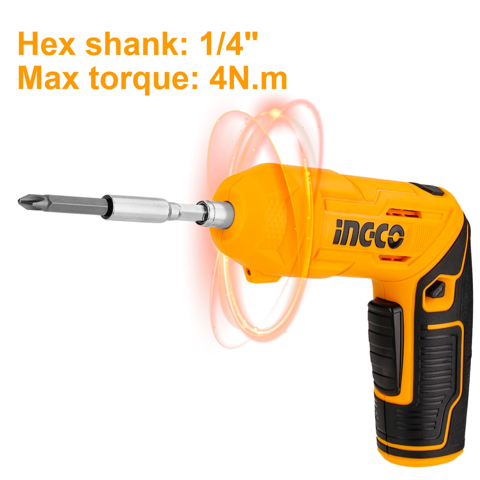 INGCO 4V Cordless Screwdriver with 1/4-Inch Hex Shank & Adjustable Handle(CSDLI0442) 4