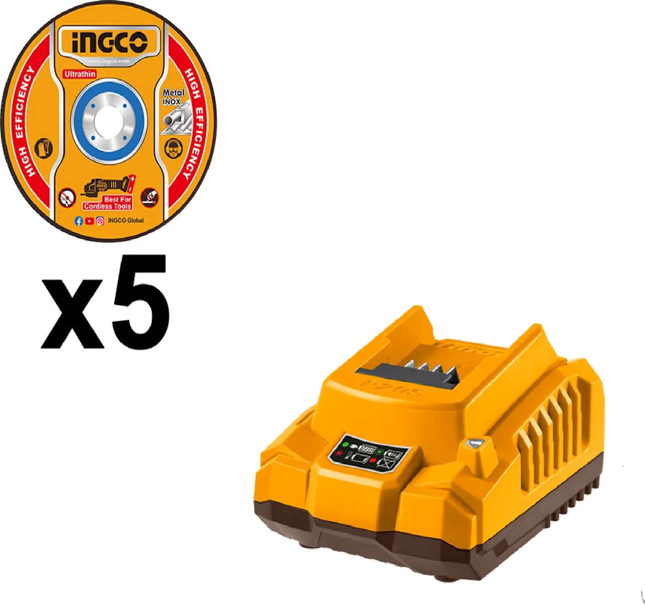 INGCO 20V Cordless Brushless Angle Grinder 100mm, 900W, M10, 3000/6000/9000RPM, With 2Pcs 4.0Ah Battery (CAGLI261023) 4