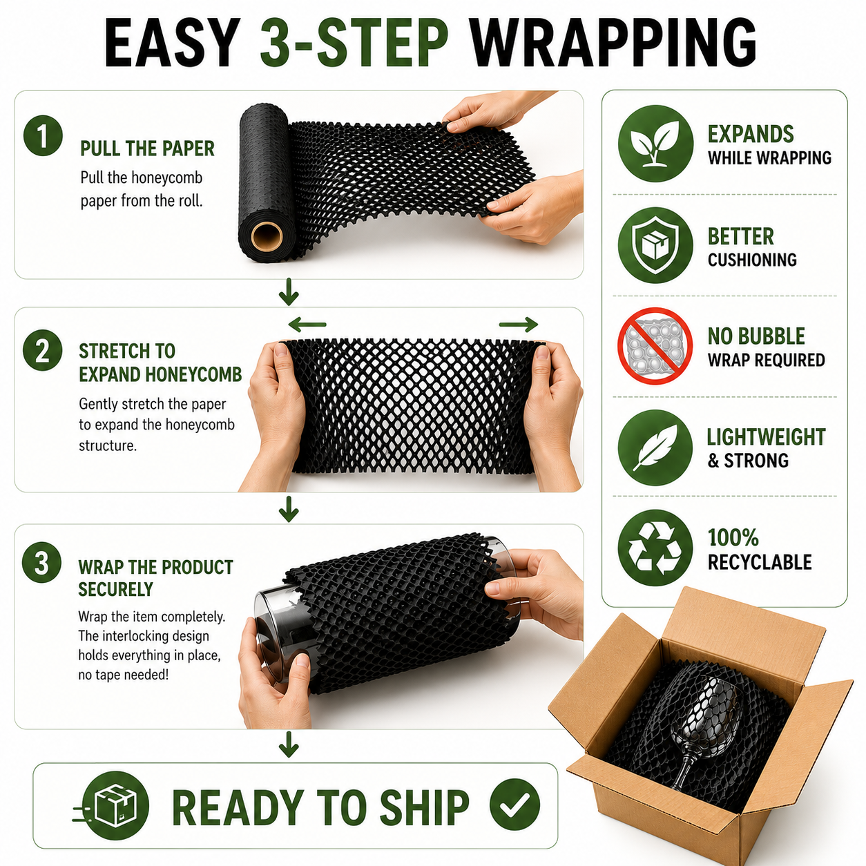 JPPL Honeycomb Paper Roll Ecofriendly in Black Col(JPPL Honeycomb Paper Roll Ecofriendly in Black Col) 3