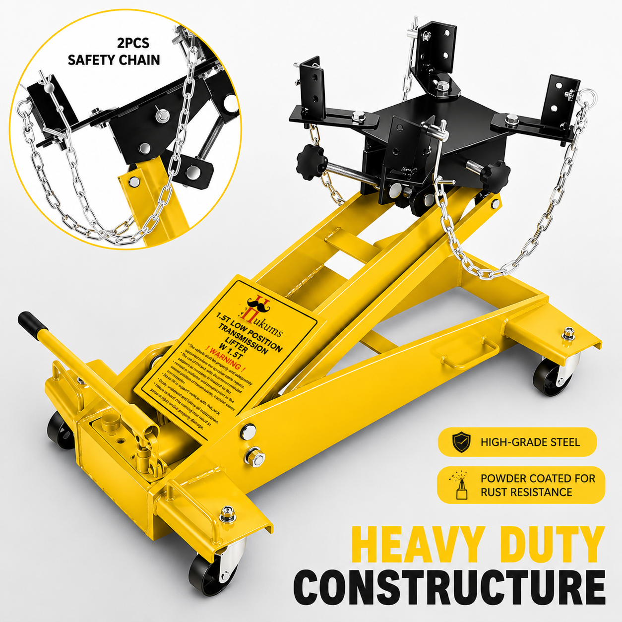 Hukums 1.5 Ton Heavy Duty Low Profile Hydraulic Transmission Jack With Chain 4