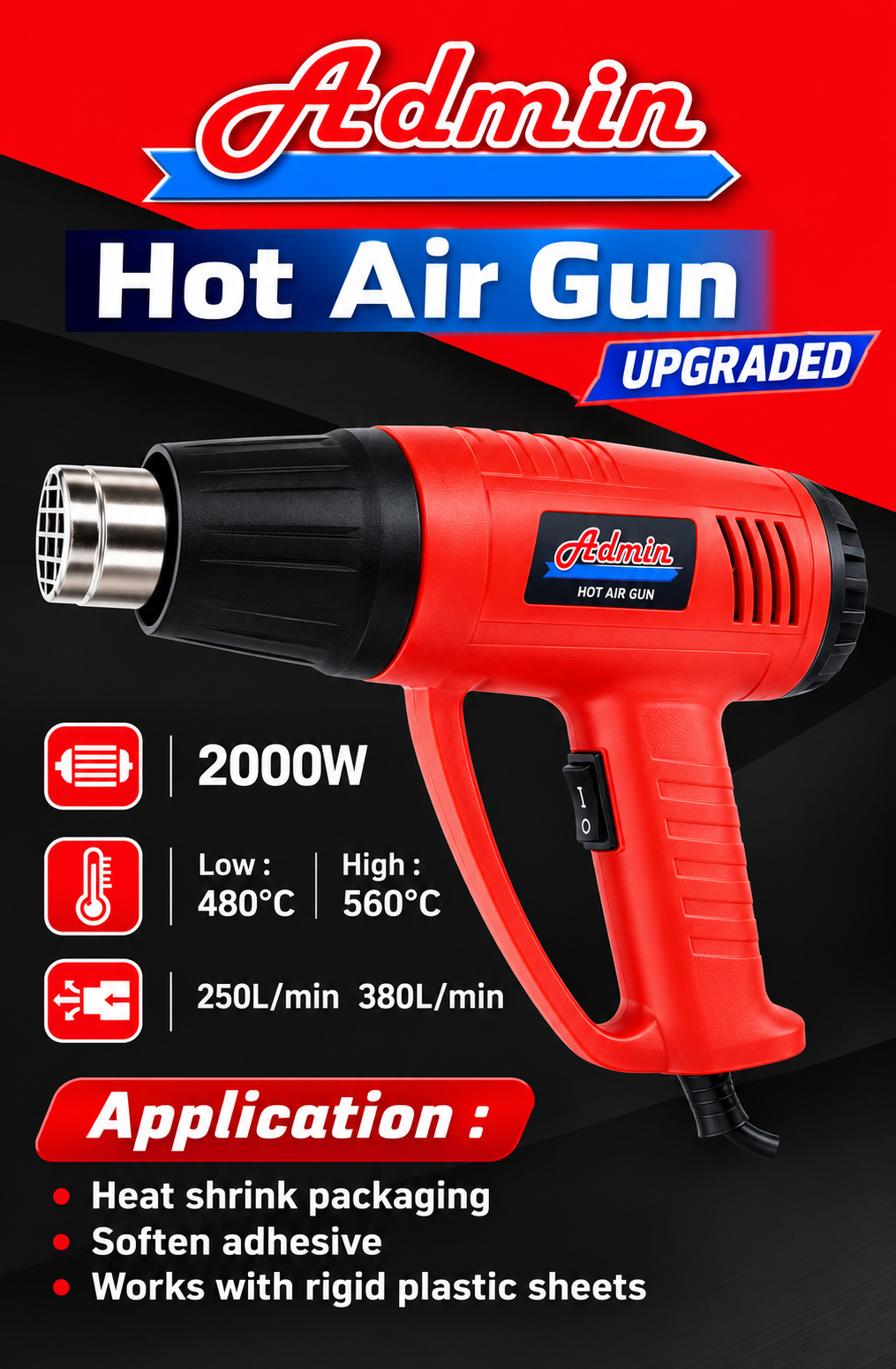 Admin - Admin Heat Gun 2000W | Made In India - Red 3